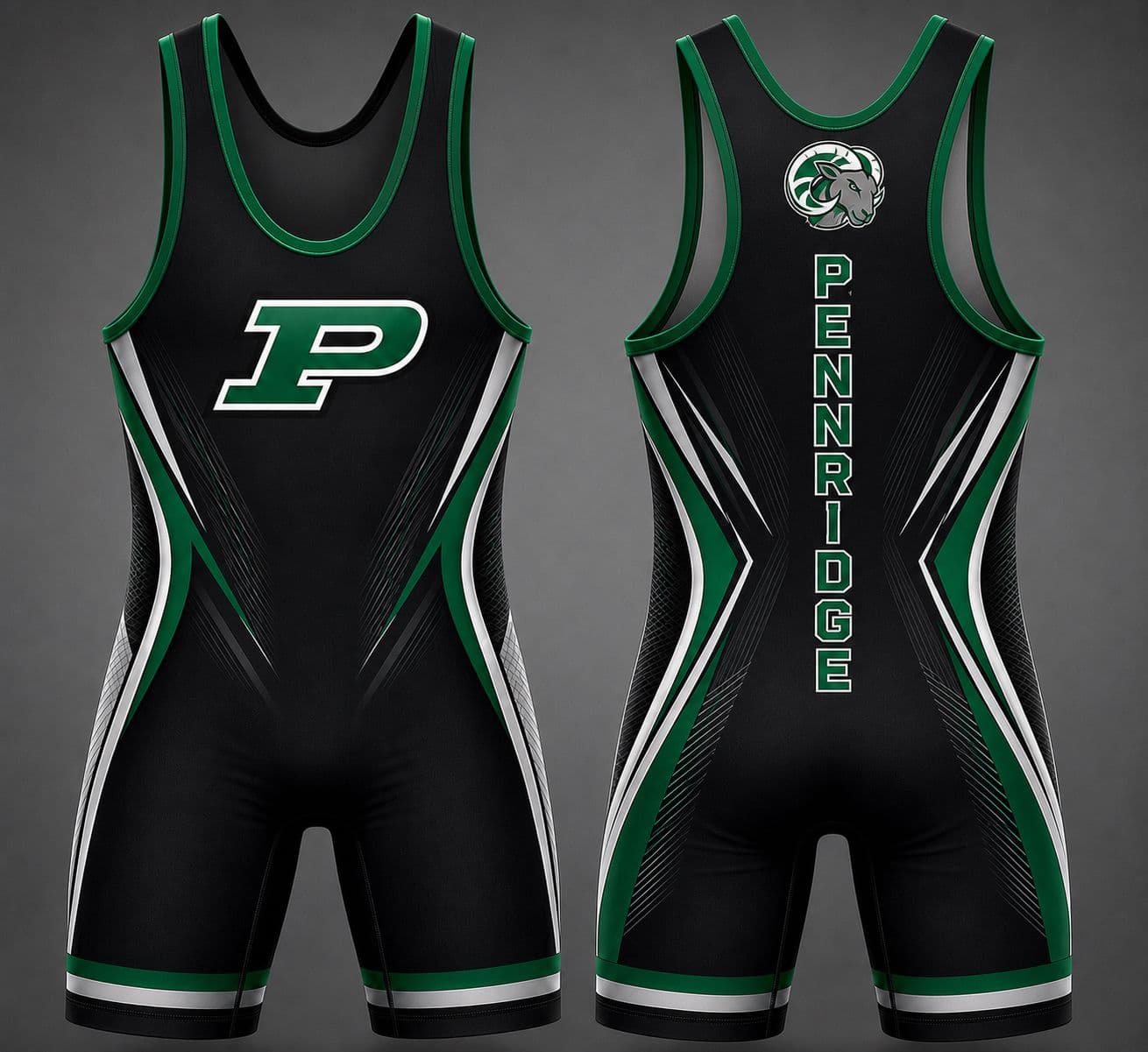 Pennridge Wrestling Singlet, front and back